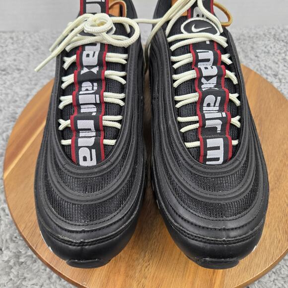 Nike Mens 10 Air Max 97 Premium Black White Overbranding Casual Athletic Sneaker - Picture 6 of 12